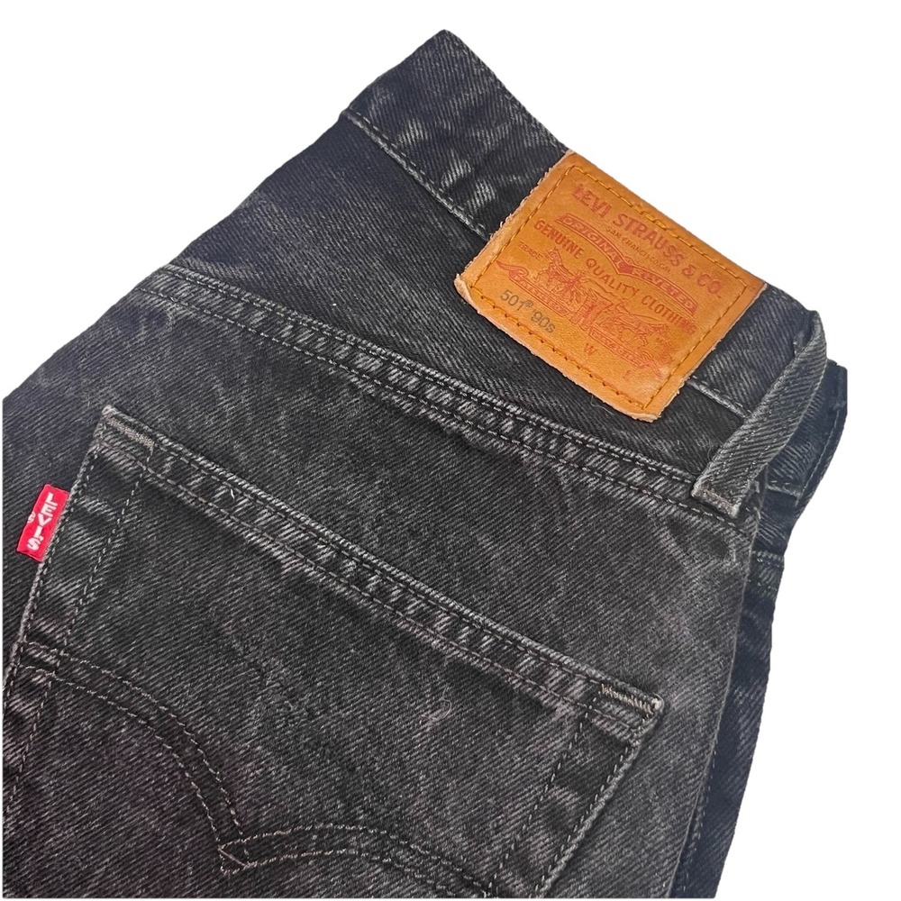 Levis Premium 501 90s Jeans Womens 26x32 Black Denim Pants Medium Straight
